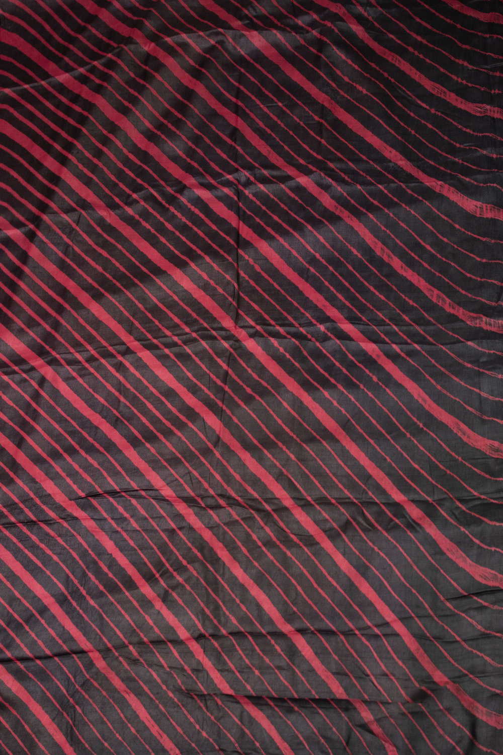 Red Striped on Black Leheriya Tussar saree