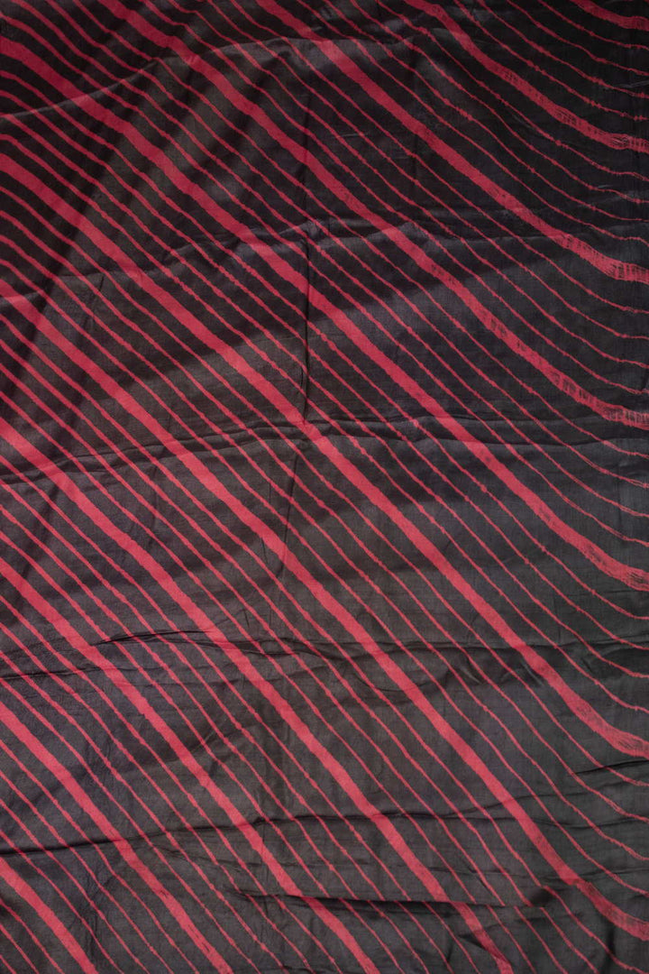 Red Striped on Black Leheriya Tussar saree