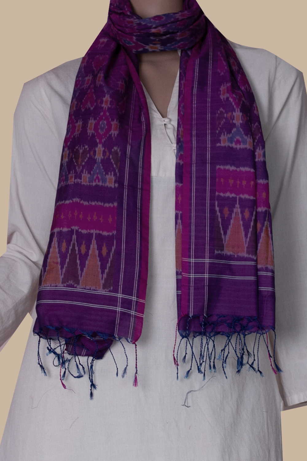Ikat Silk Cotton Stole - Matkatus 