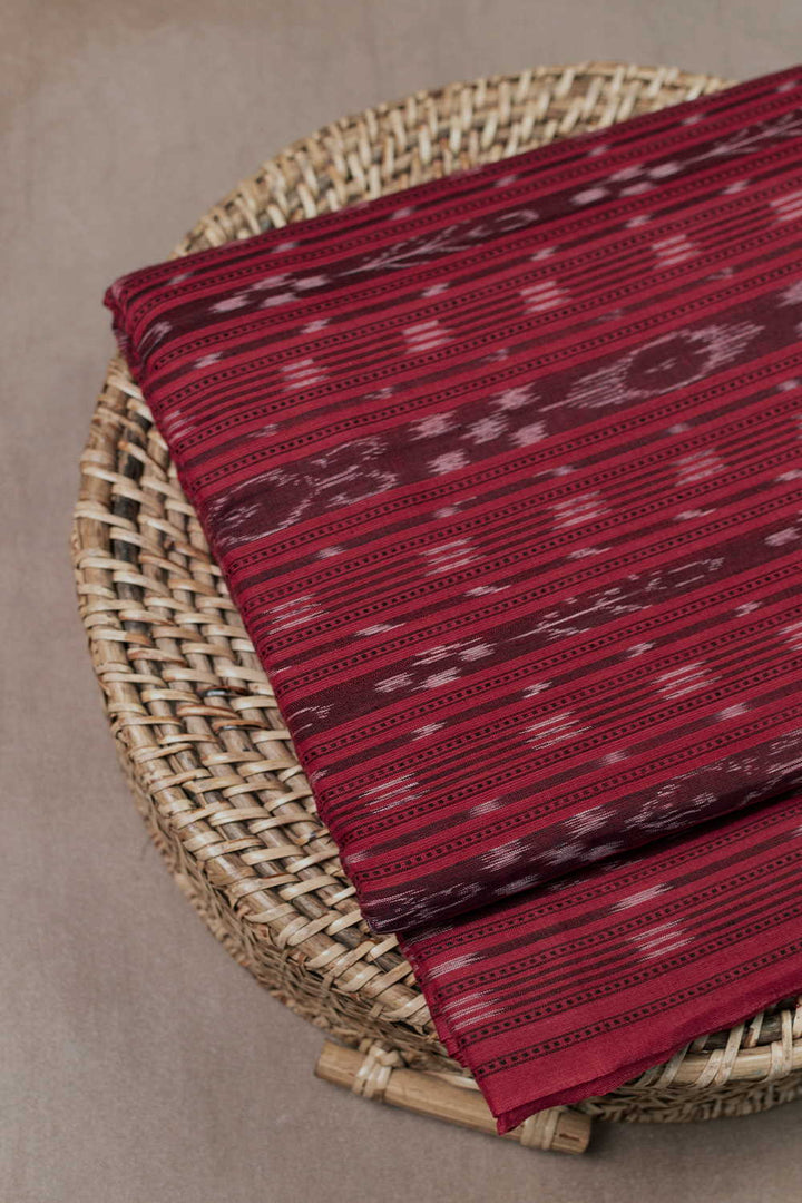 Maroon Orissa Ikat Cotton Fabric-0.7m