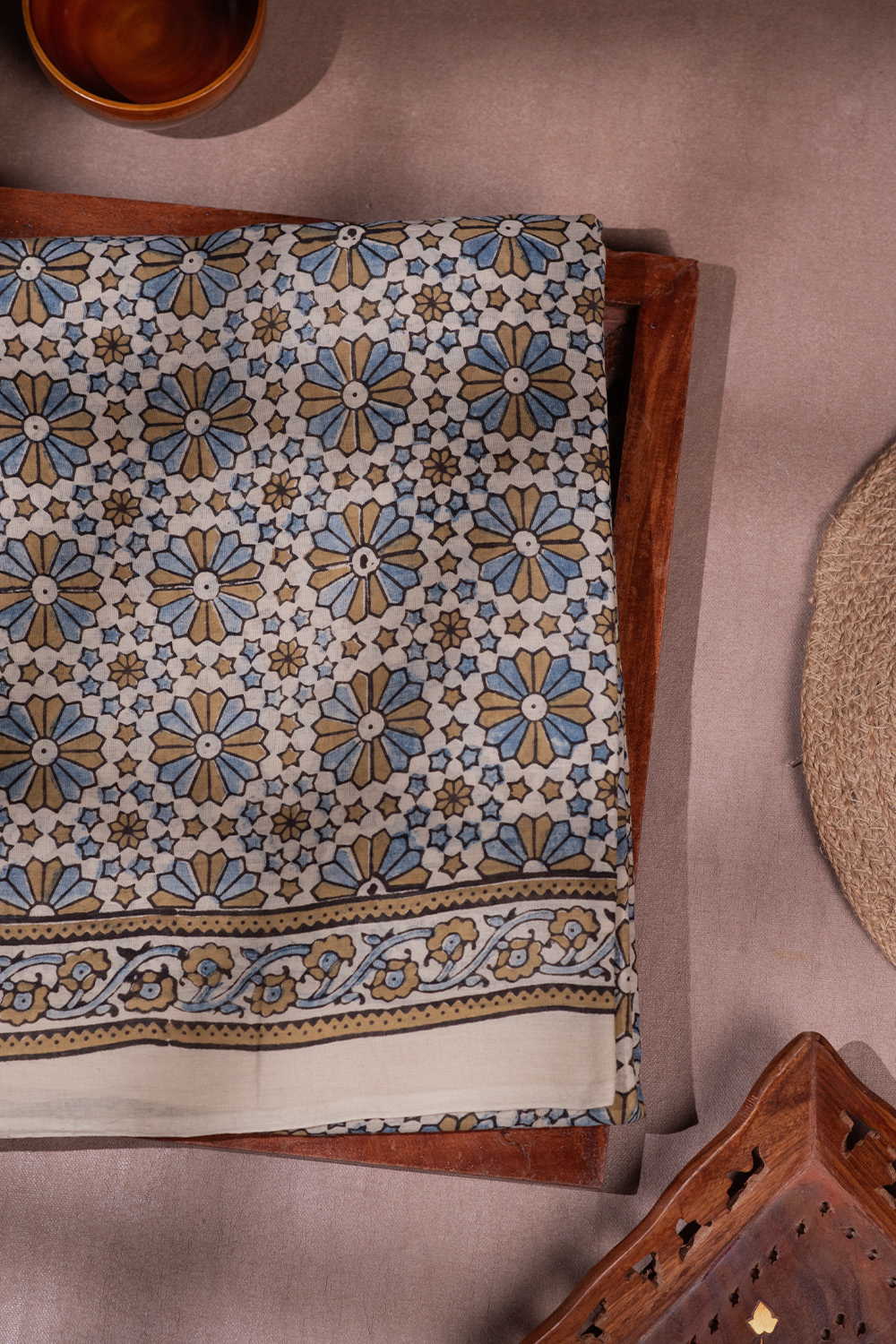 Ajrak Mul Cotton Saree - Matkatus 