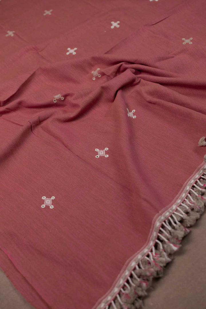 Pink with Mirrow Work Bhujodi Cotton Dupatta