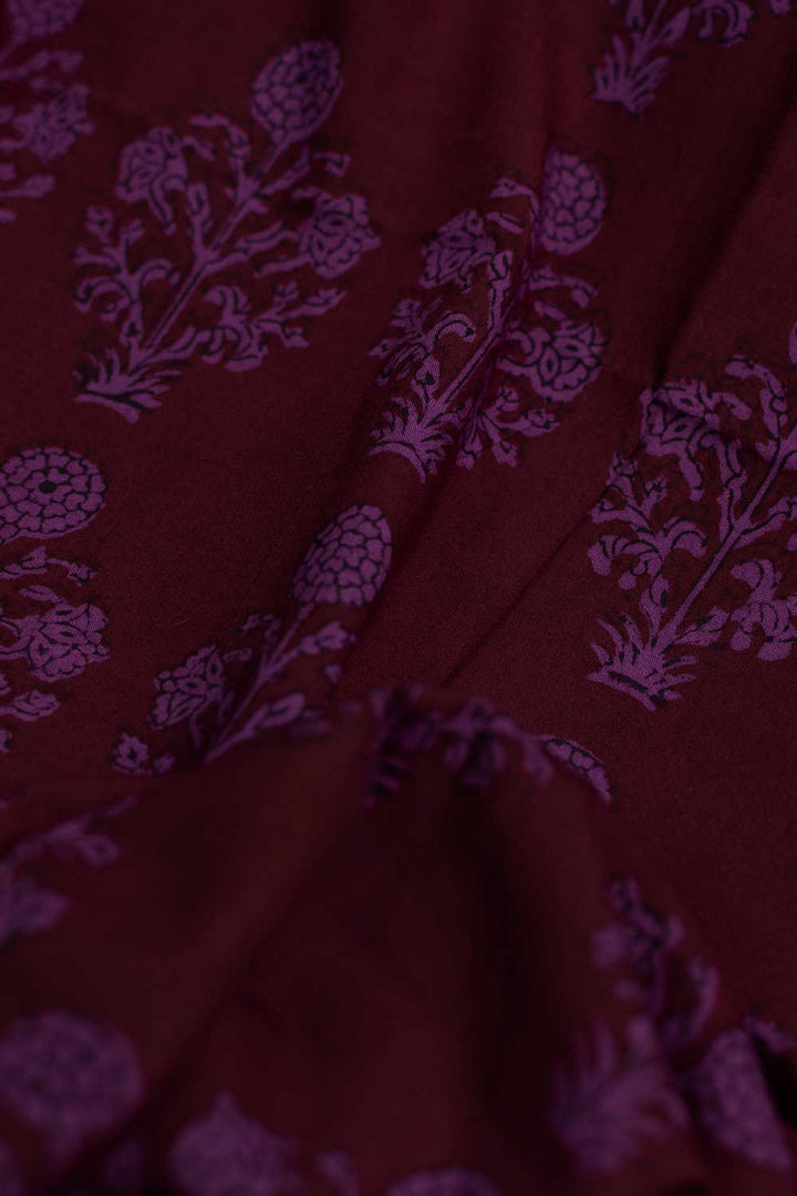 Big Butta on Maroon Bagh Cotton Fabric - 0.5m
