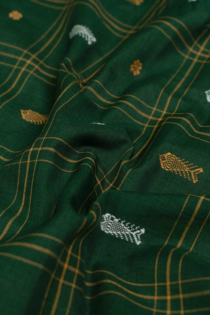 Deep Green Orissa Ikat Cotton Fabric - 0.6m