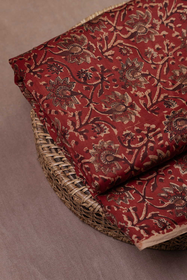 Block Printed Silk Cotton Fabric - Matkatus 