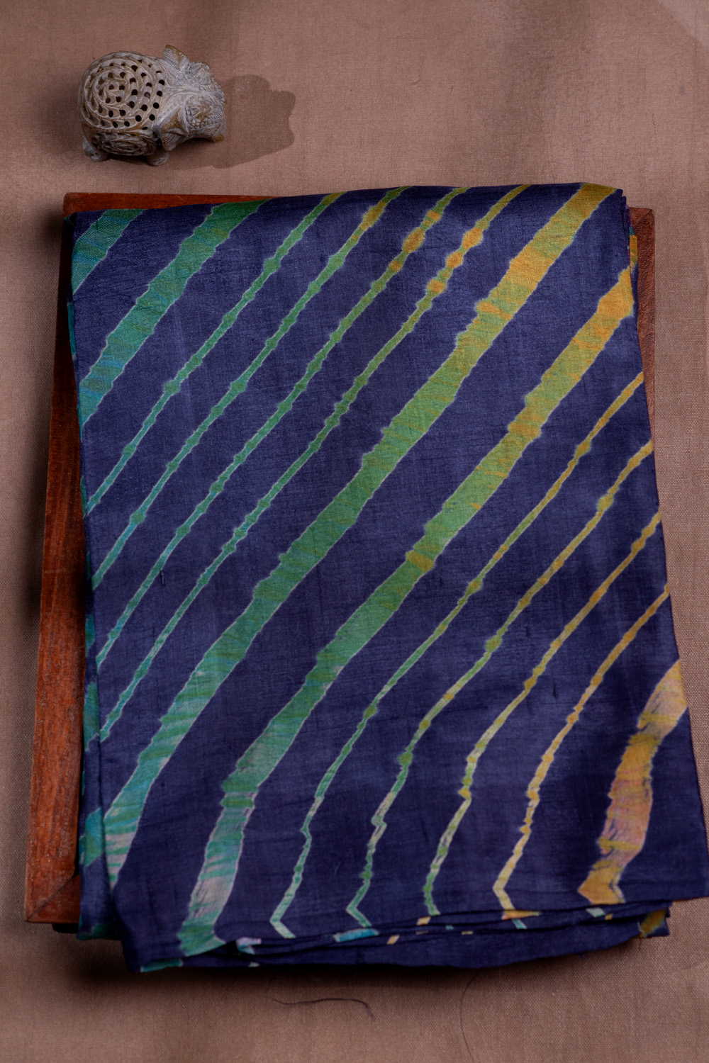 Deep Blue Leheriya Tussar saree