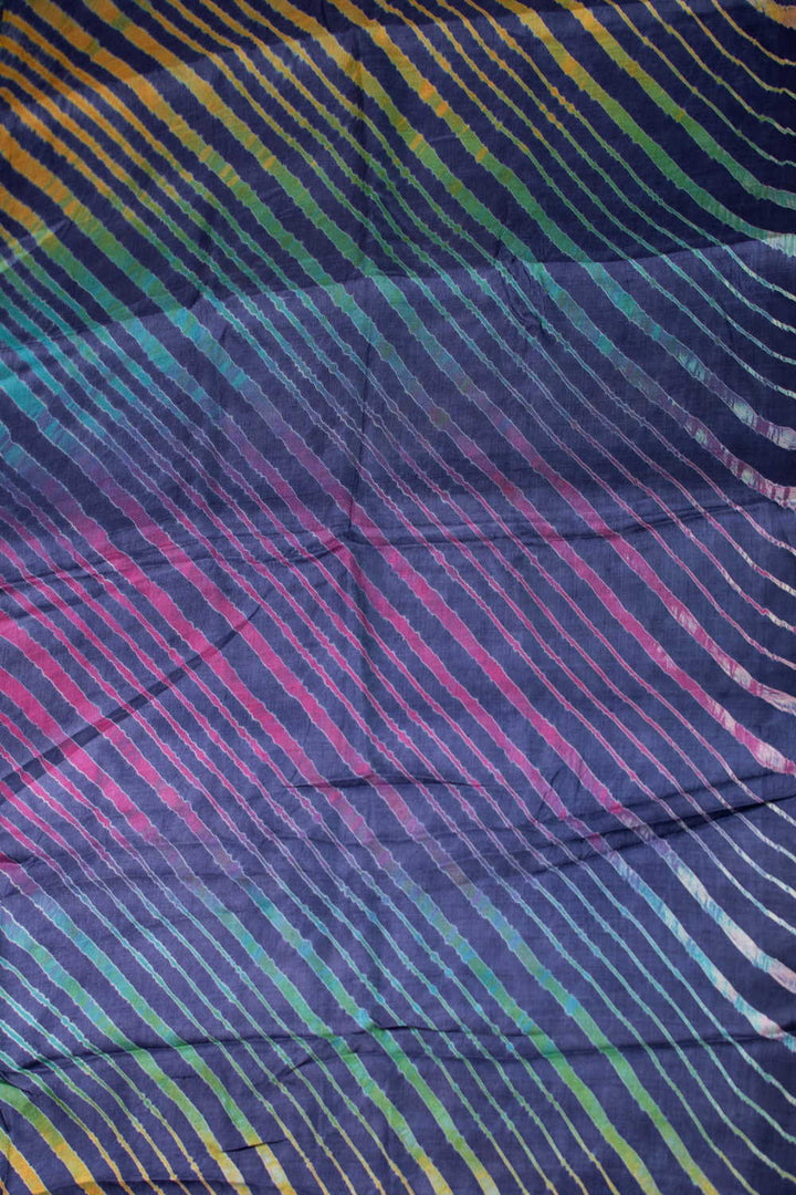 Deep Blue Leheriya Tussar saree