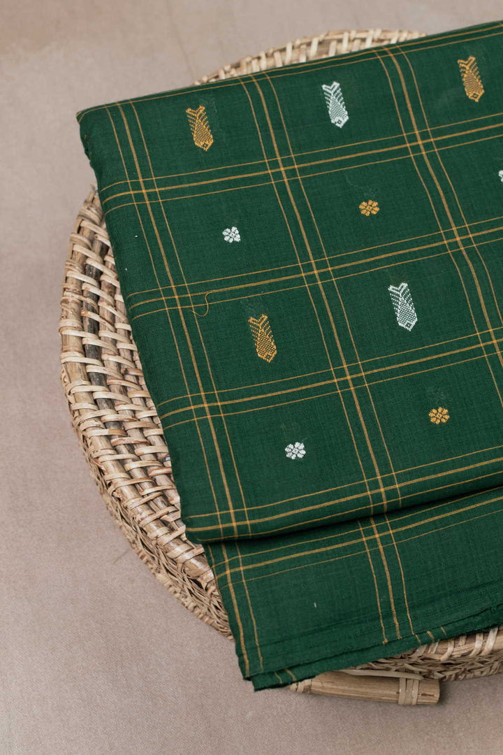 Deep Green Orissa Ikat Cotton Fabric - 0.6m