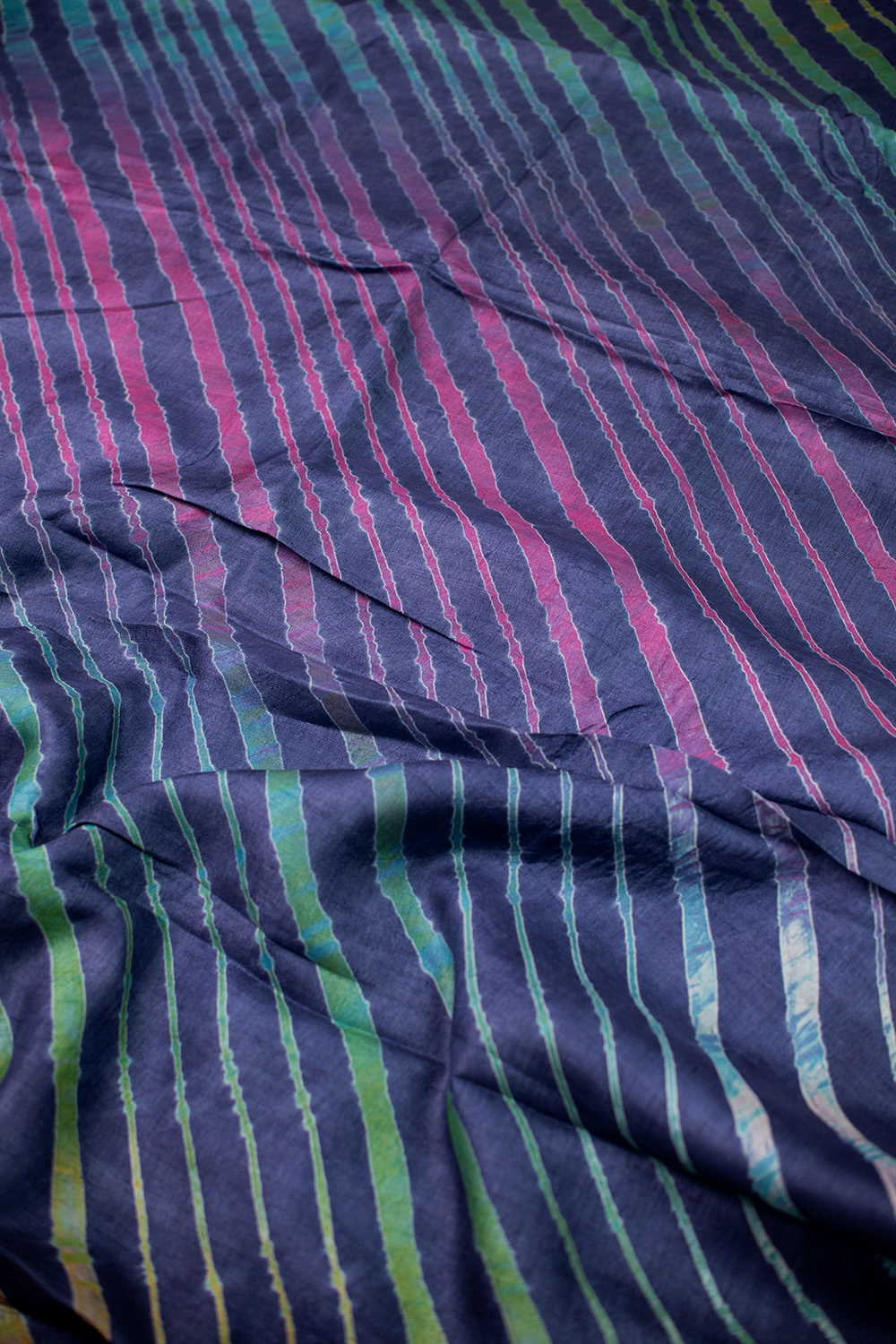 Deep Blue Leheriya Tussar saree