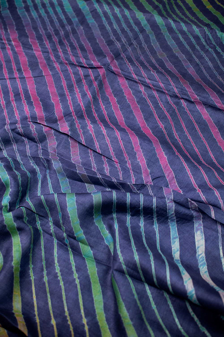 Deep Blue Leheriya Tussar saree