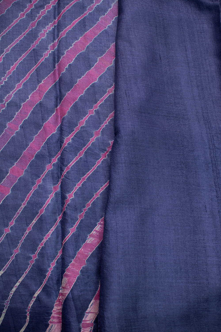 Deep Blue Leheriya Tussar saree