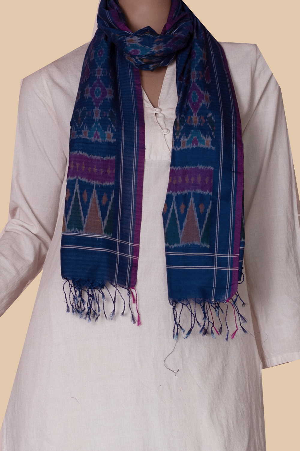 Ikat Silk Cotton Stole - Matkatus 