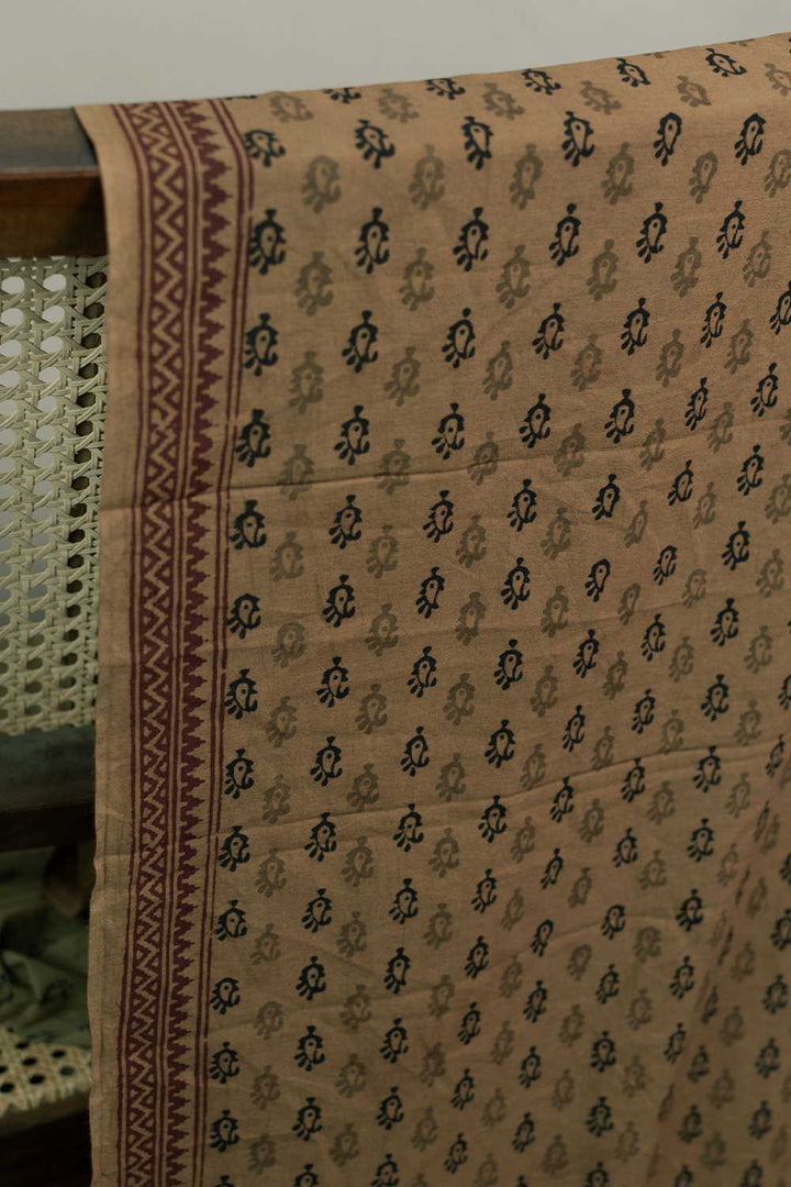 Beige with Little Motifs Bagh Cotton Fabric