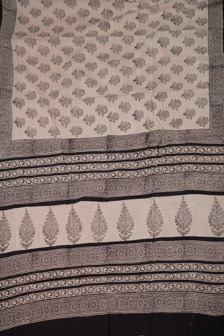 Block Printed Cotton Saree - Matkatus 