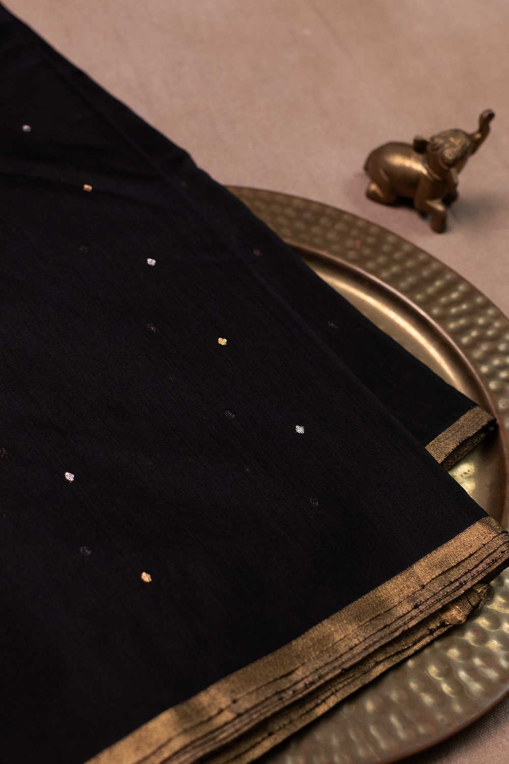 Pleasant Black Chanderi Silk Cotton Fabric - 0.5m