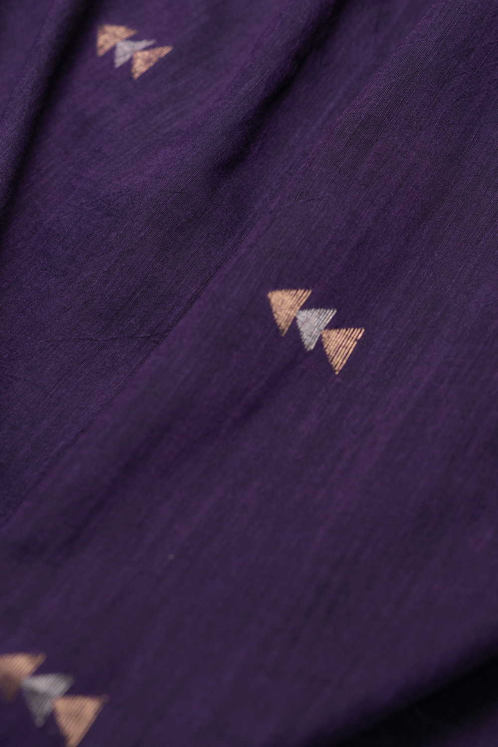 Dark Purple with Zari Arrow Butta Jamdani Cotton Fabric