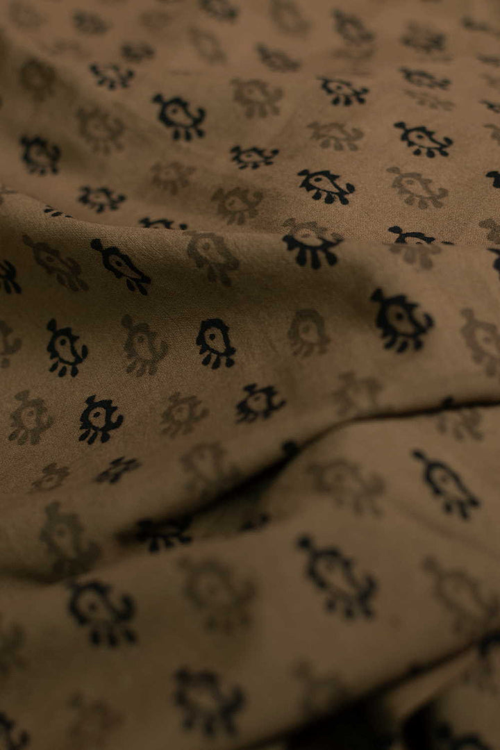 Beige with Little Motifs Bagh Cotton Fabric