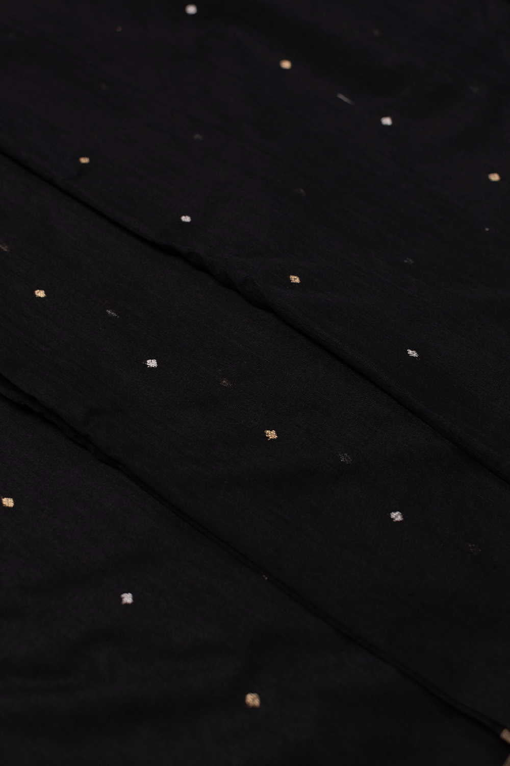 Pleasant Black Chanderi Silk Cotton Fabric - 0.5m