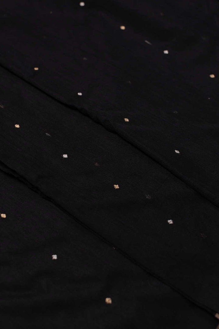 Pleasant Black Chanderi Silk Cotton Fabric - 0.5m