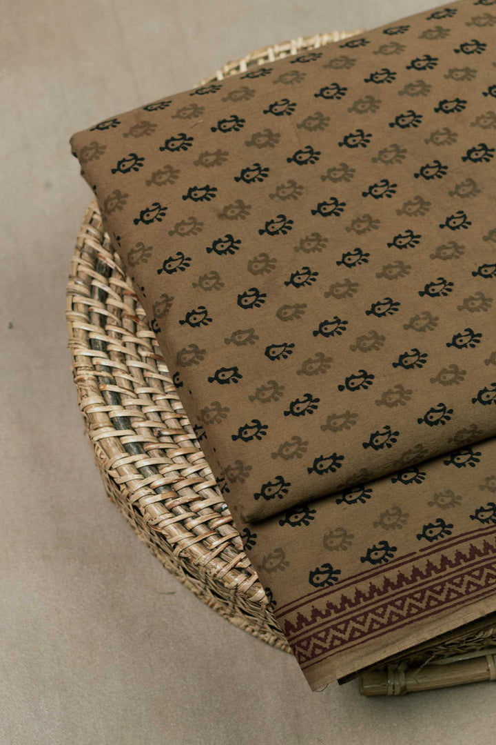 Beige with Little Motifs Bagh Cotton Fabric