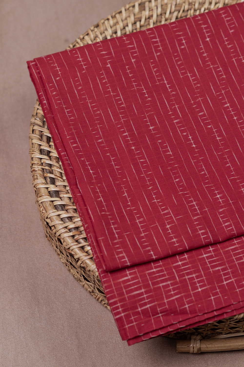 Maroon Ikat Cotton Fabric