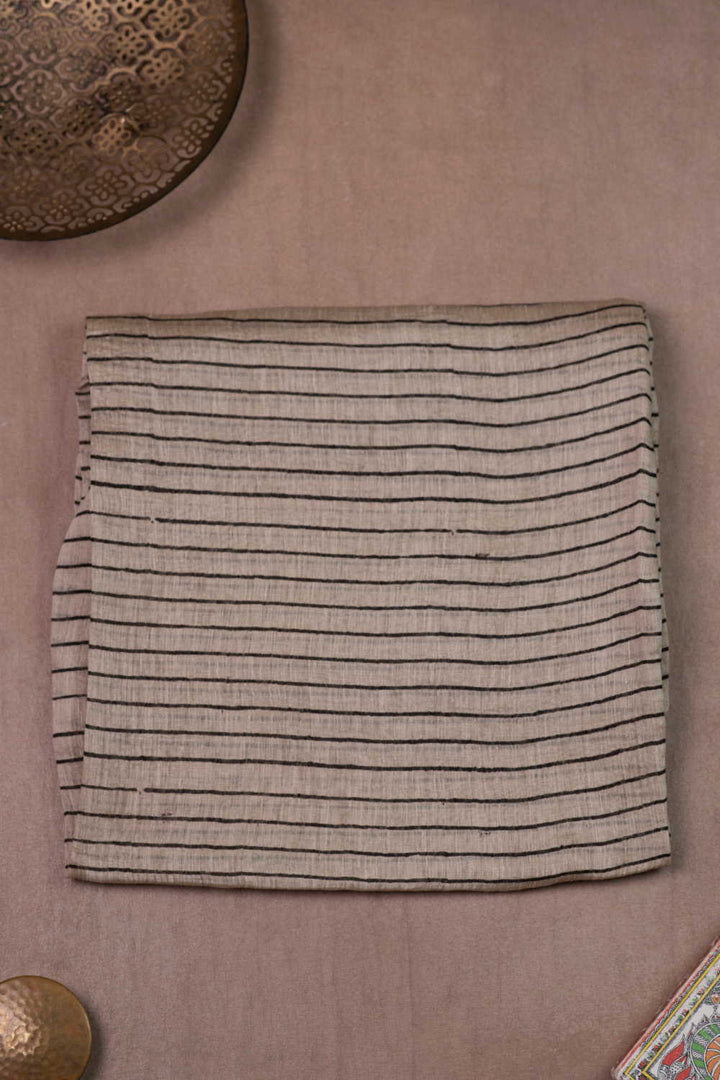 Cream Ajrak Linen Kurta Fabric