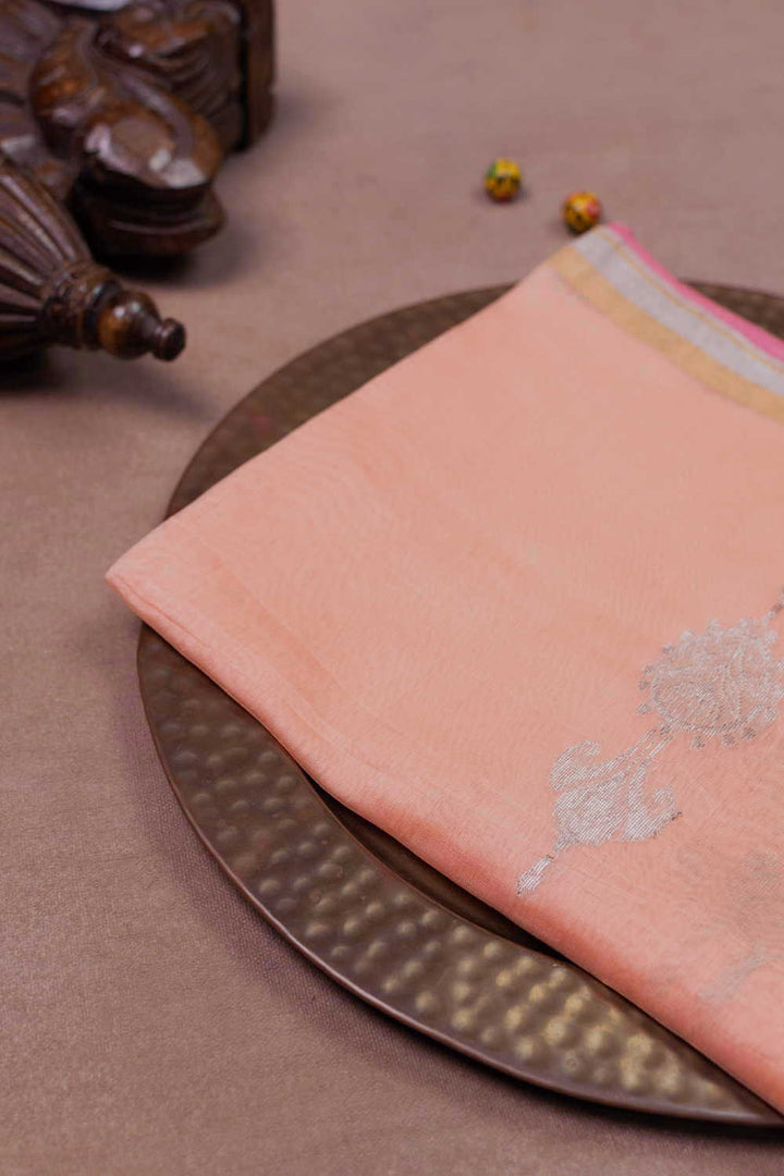 Light Peach Chanderi Silk Cotton Dupatta
