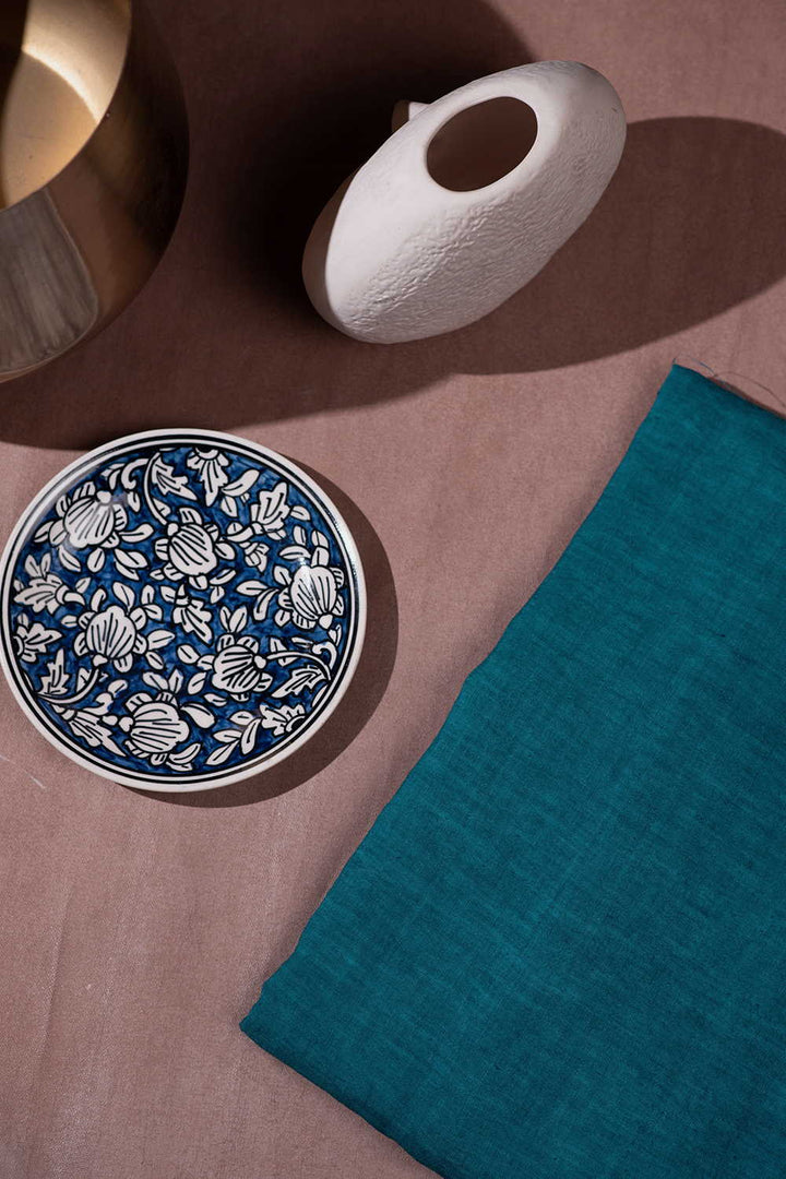 Jade Blue Handwoven Linen Fabric