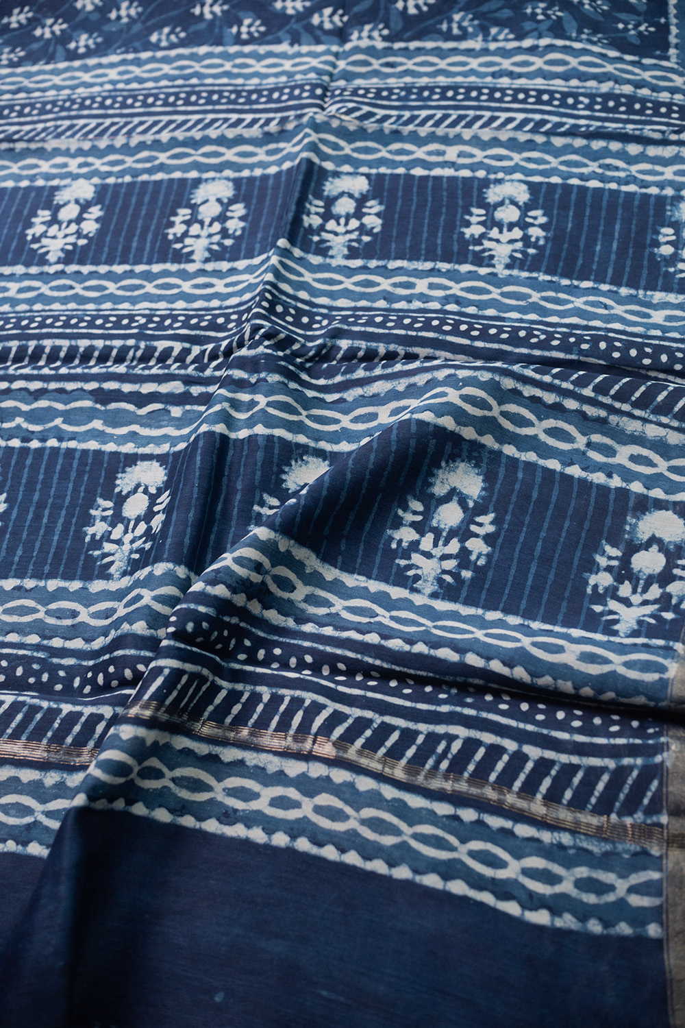 Block Printed Silk Cotton Saree - Matkatus 