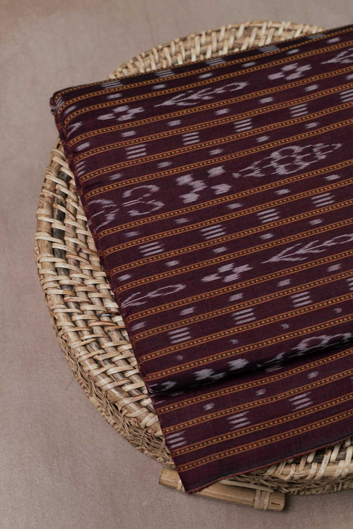 Pecan Brown Orissa Ikat Cotton Fabric