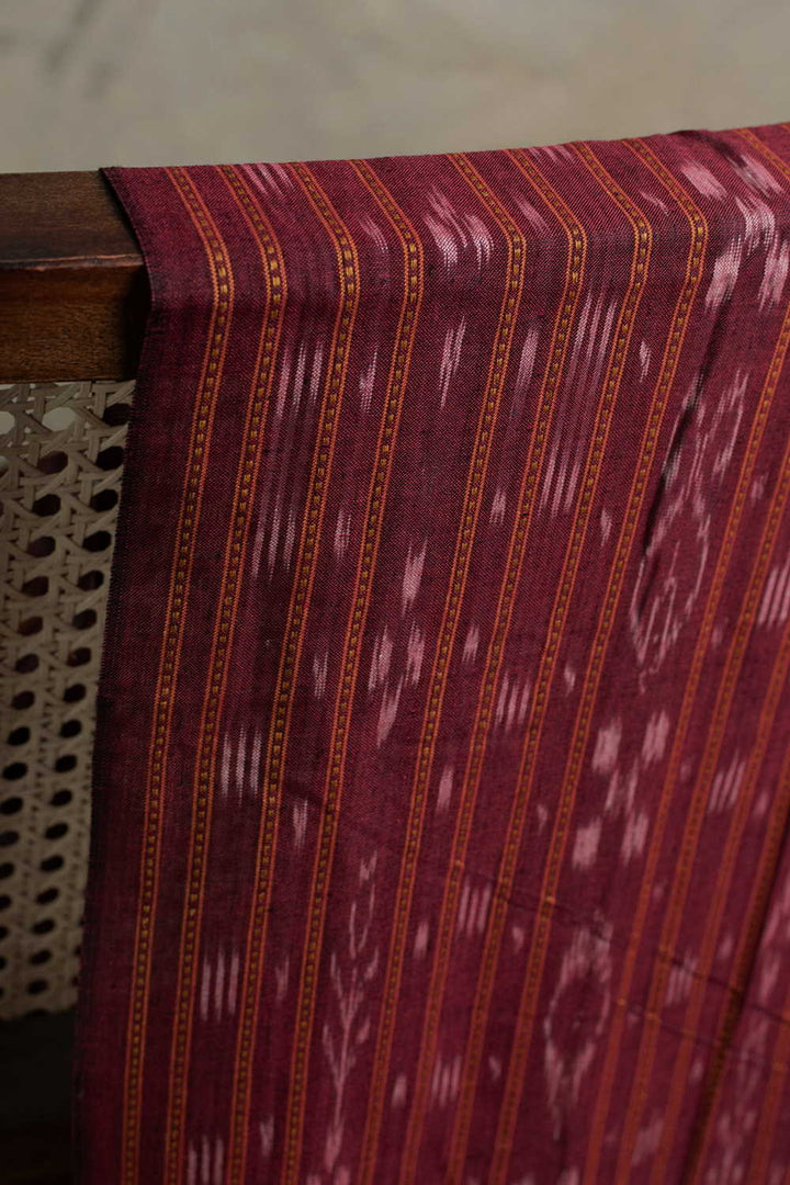 Burgundy Maroon Orissa Ikat Cotton Fabric