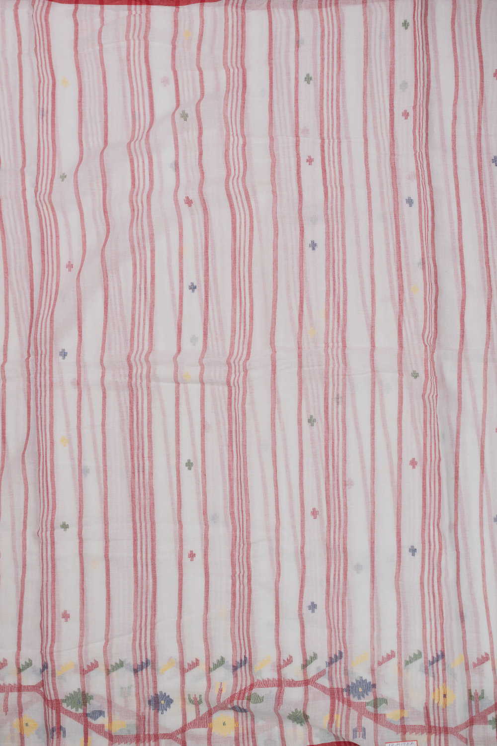 Cream with Stripe Jamdani Border Cotton Fabric