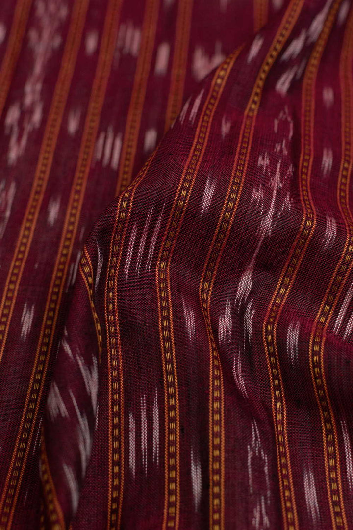 Burgundy Maroon Orissa Ikat Cotton Fabric
