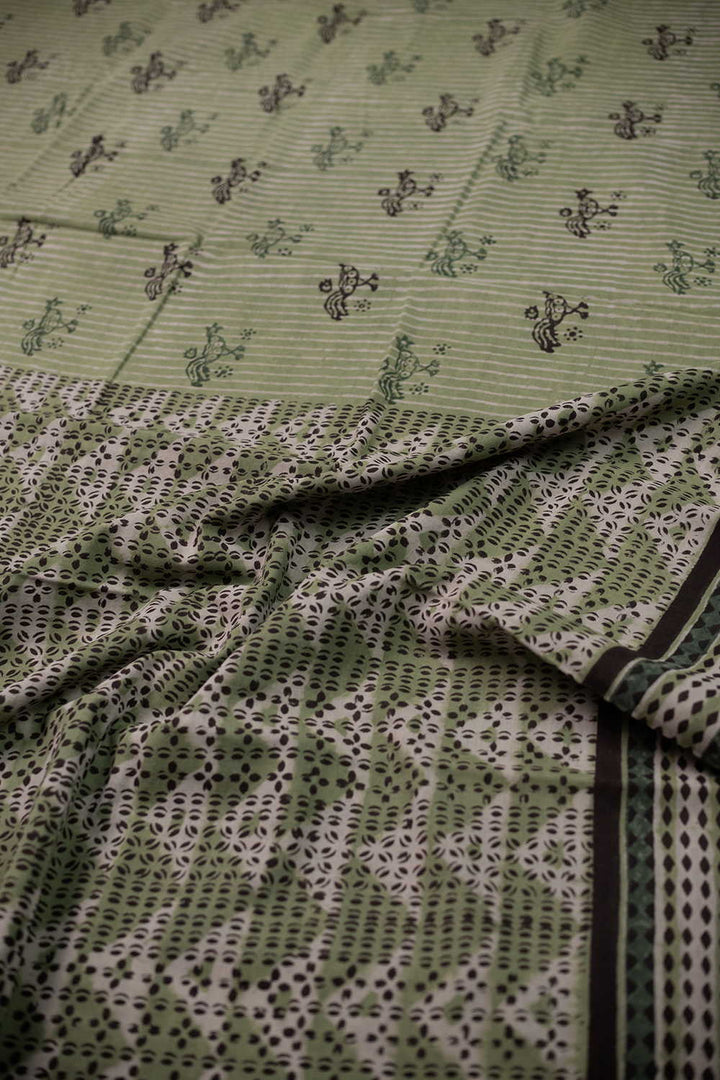 Block Printed Cotton Saree - Matkatus