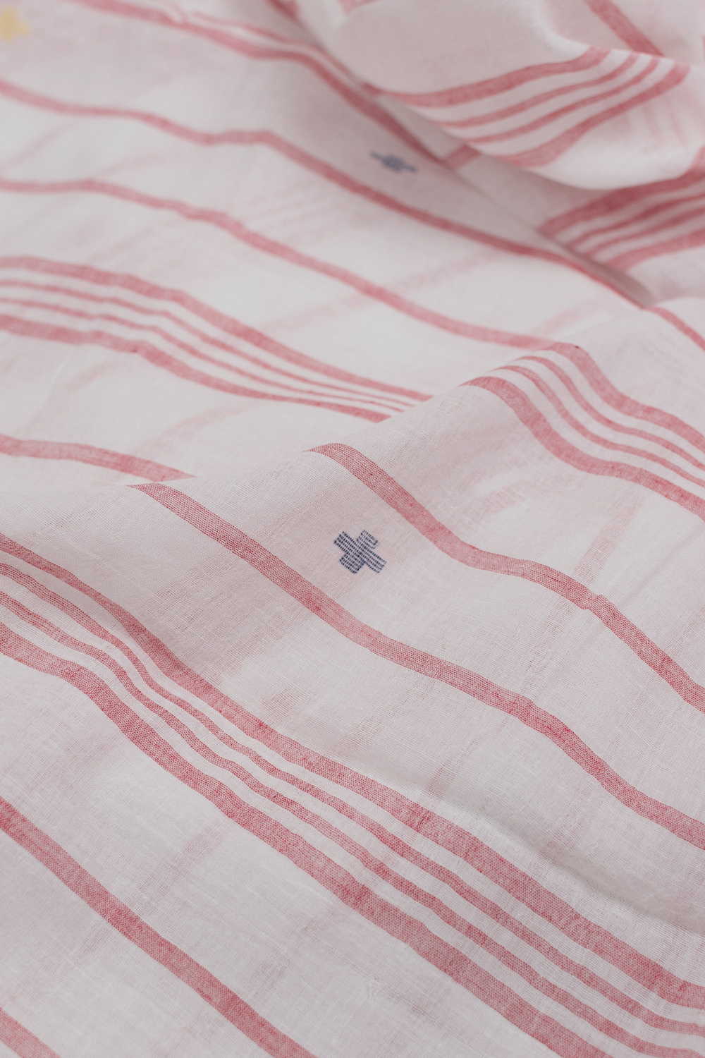 Cream with Stripe Jamdani Border Cotton Fabric