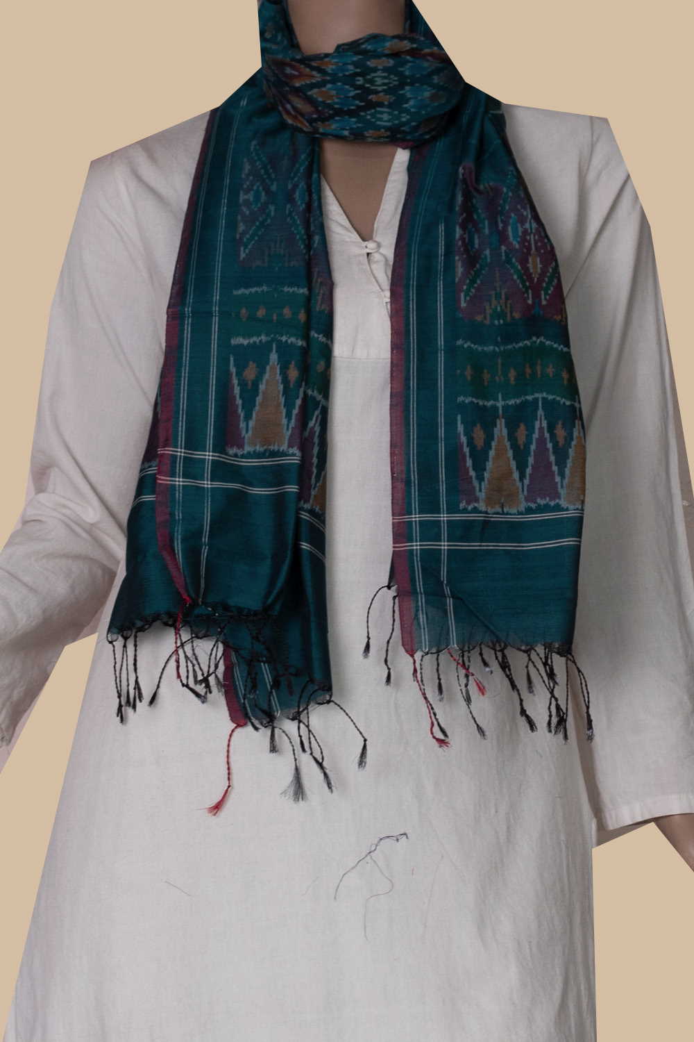 Ikat Silk Cotton Stole - Matkatus 