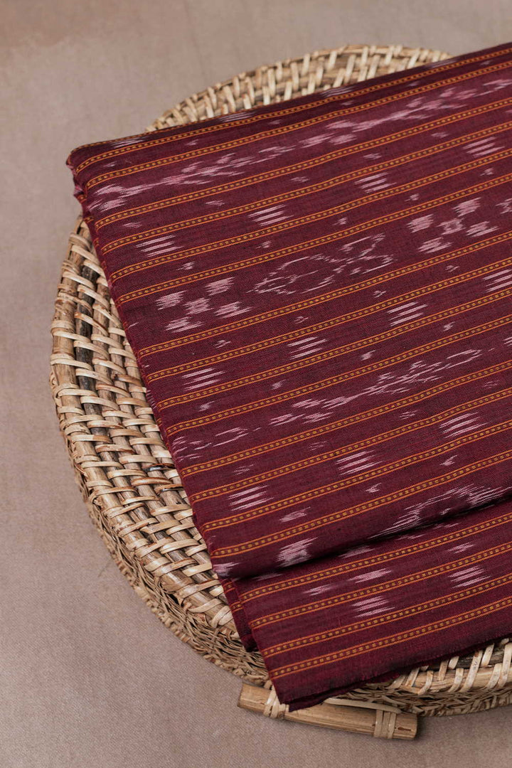 Burgundy Maroon Orissa Ikat Cotton Fabric