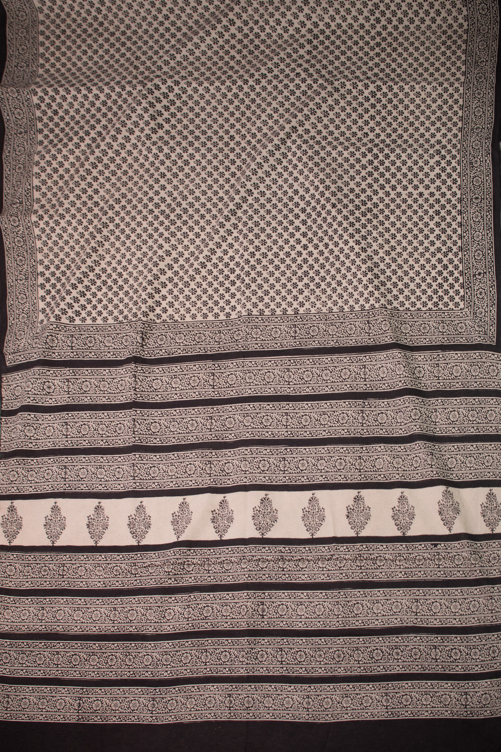 Midnight Blossom Block Printed Mul Cotton saree