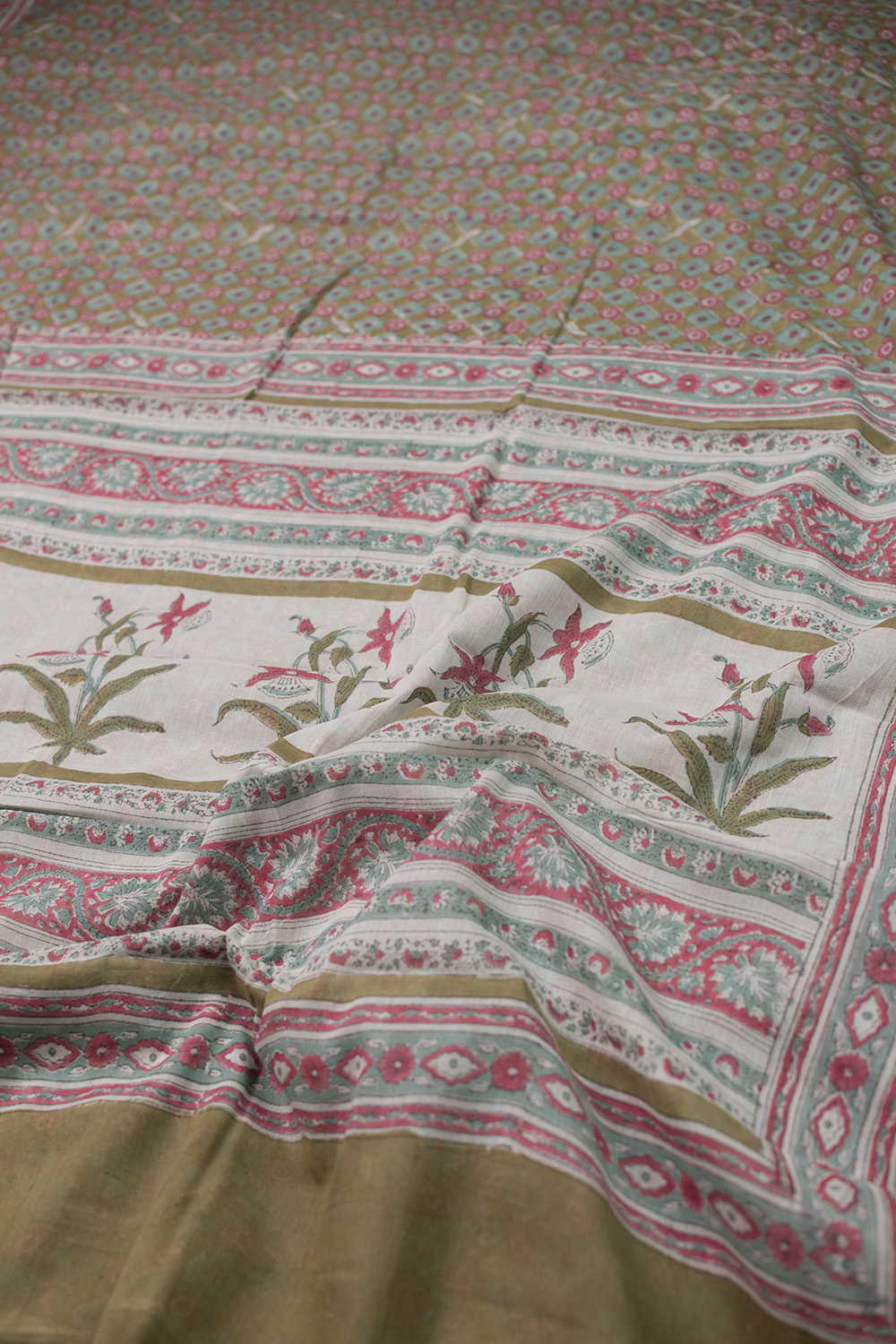 Block Printed Cotton Saree - Matkatus