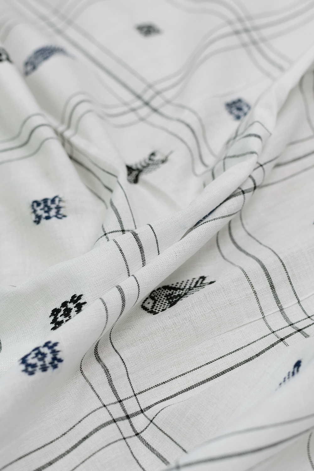 Coconut Cream Orissa Ikat Cotton Fabric