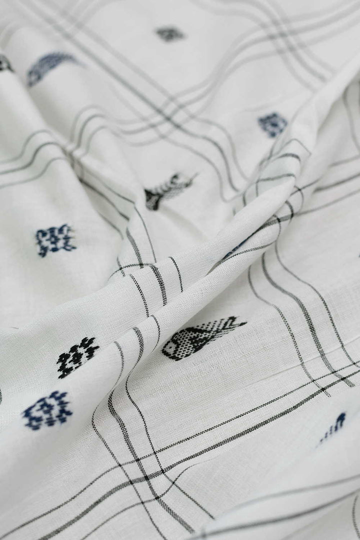 Coconut Cream Orissa Ikat Cotton Fabric