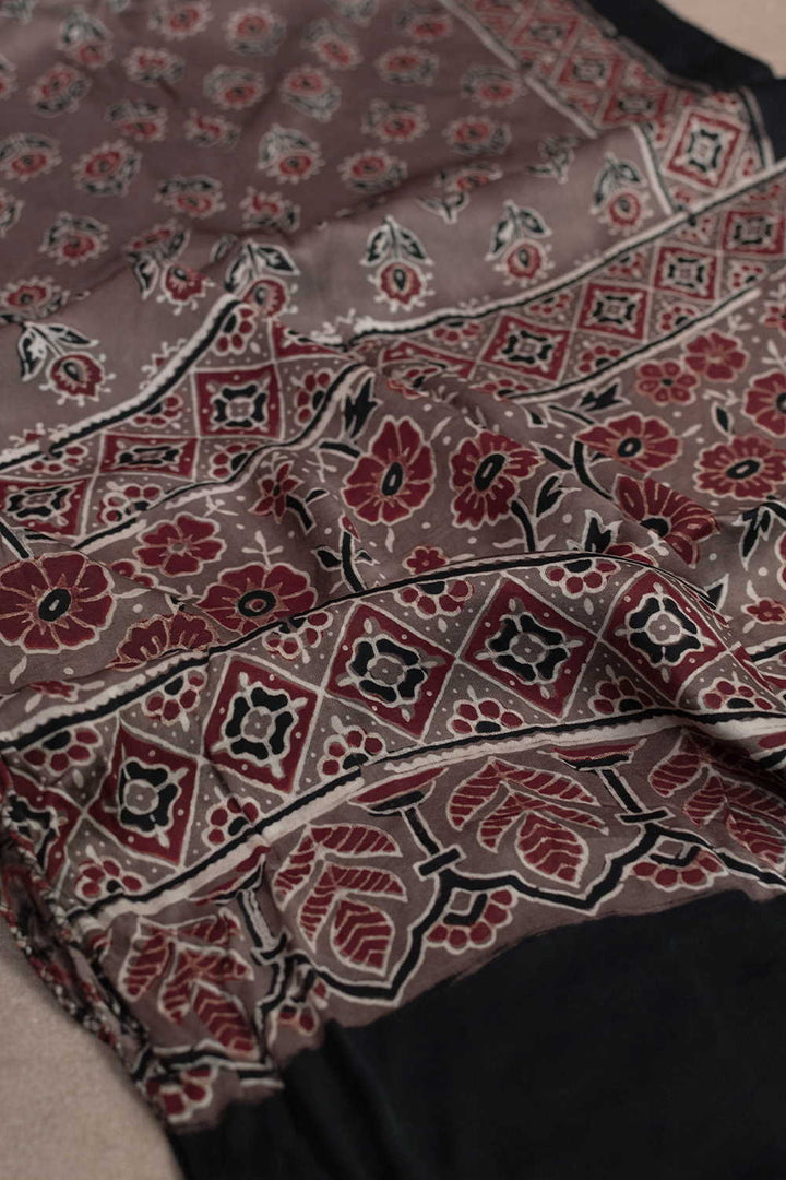 Brown Ajrak Modal Silk Stole