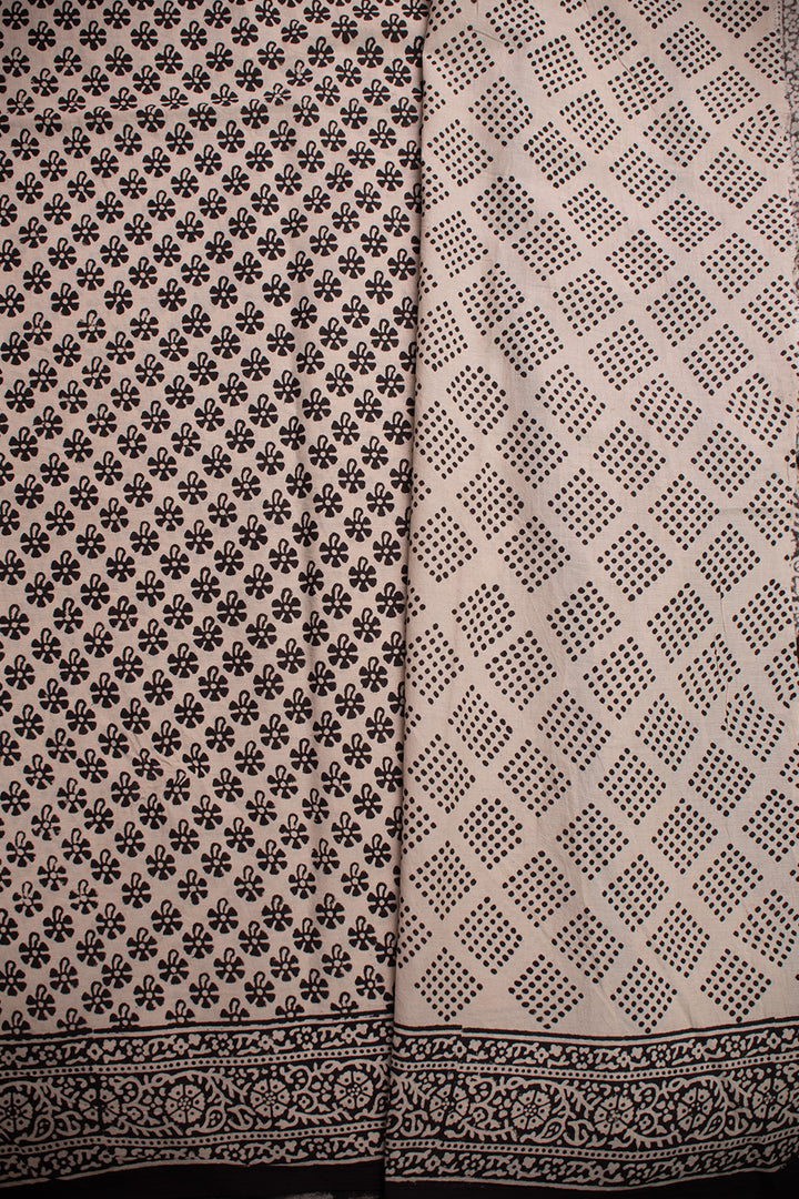 Midnight Blossom Block Printed Mul Cotton saree