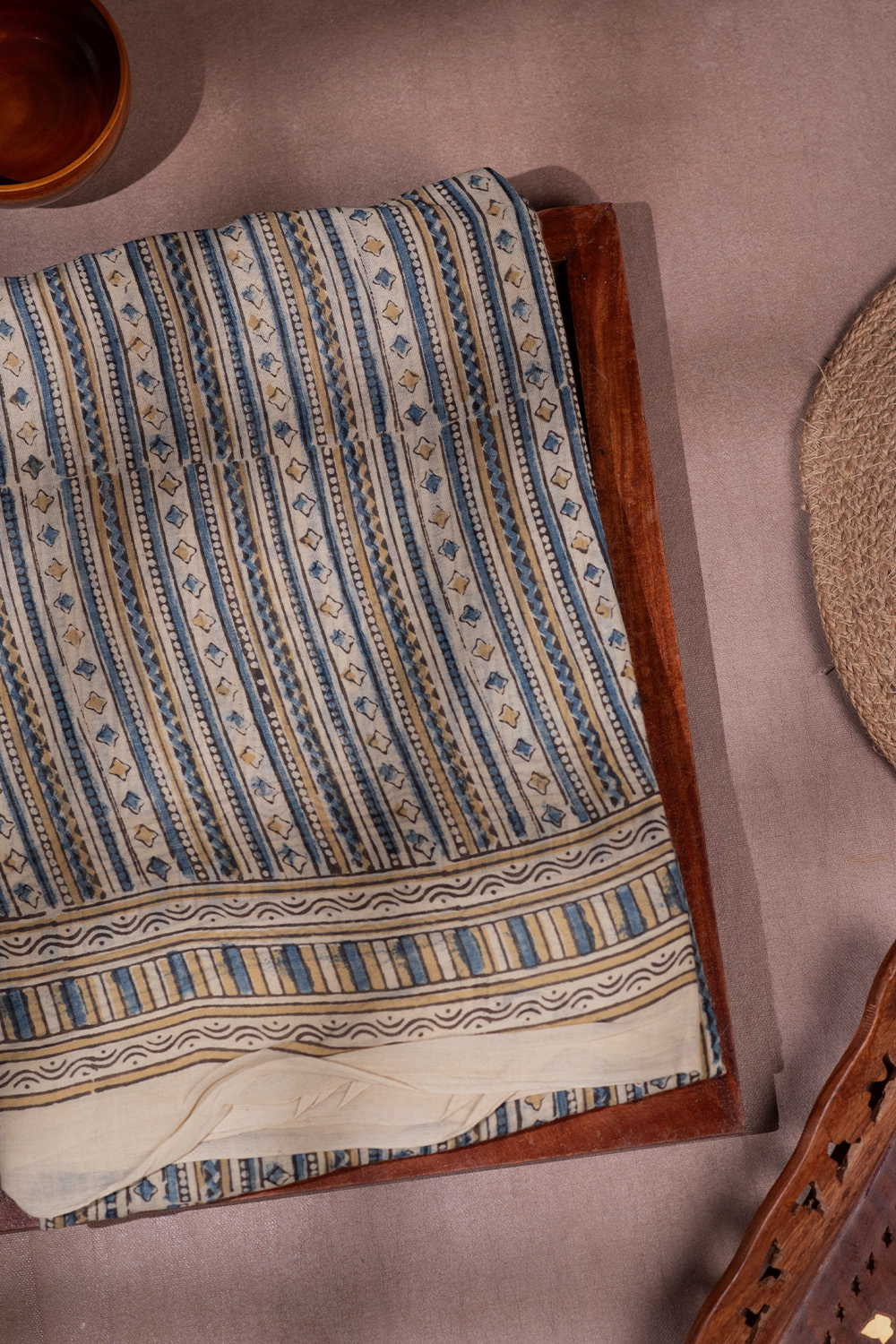 Ajrak Mul Cotton Saree - Matkatus 