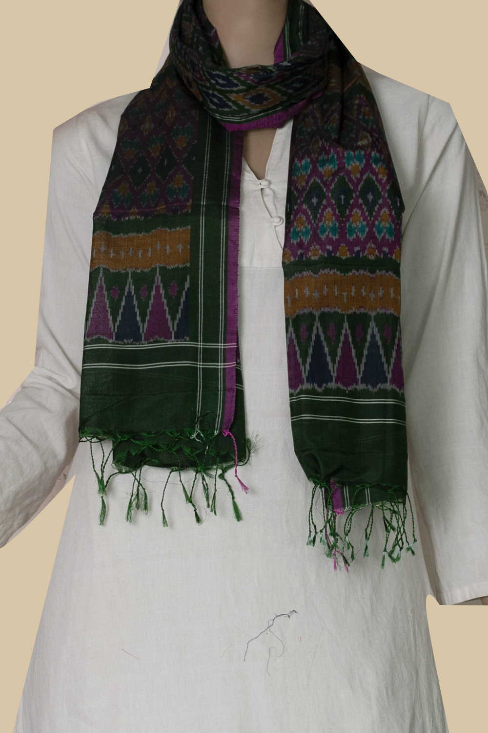 Ikat Silk Cotton Stole - Matkatus 