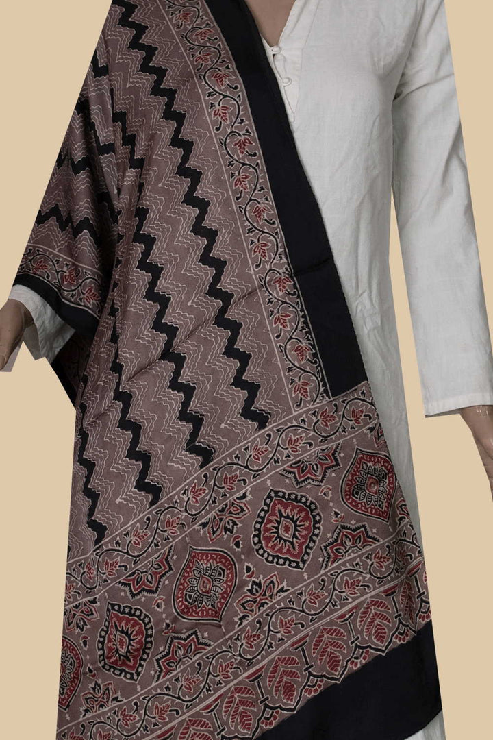 Chevron Design Ajrak Modal Silk Stole