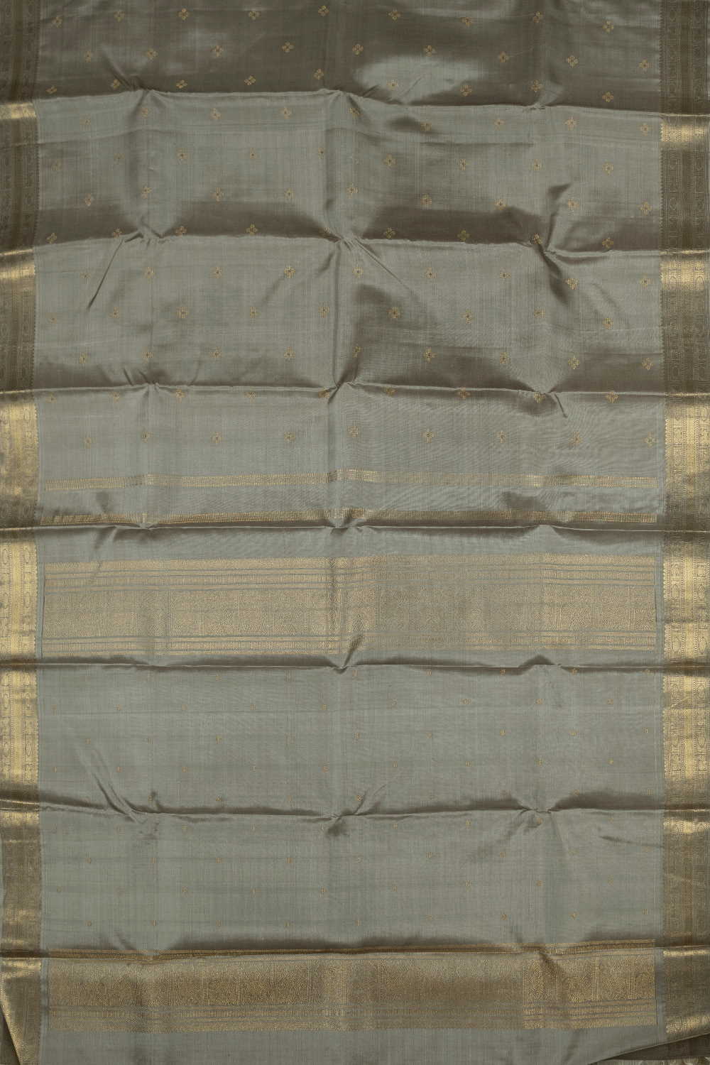 Zari Meena Butta on Grey Kanchipuram Silk saree