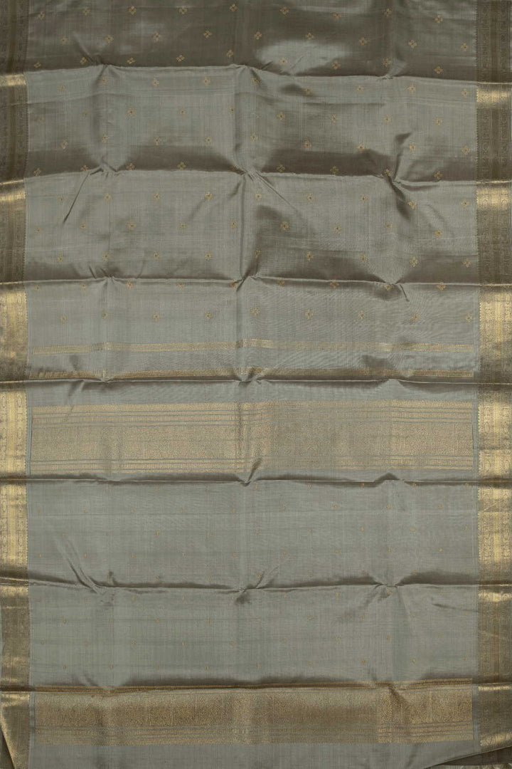 Zari Meena Butta on Grey Kanchipuram Silk saree