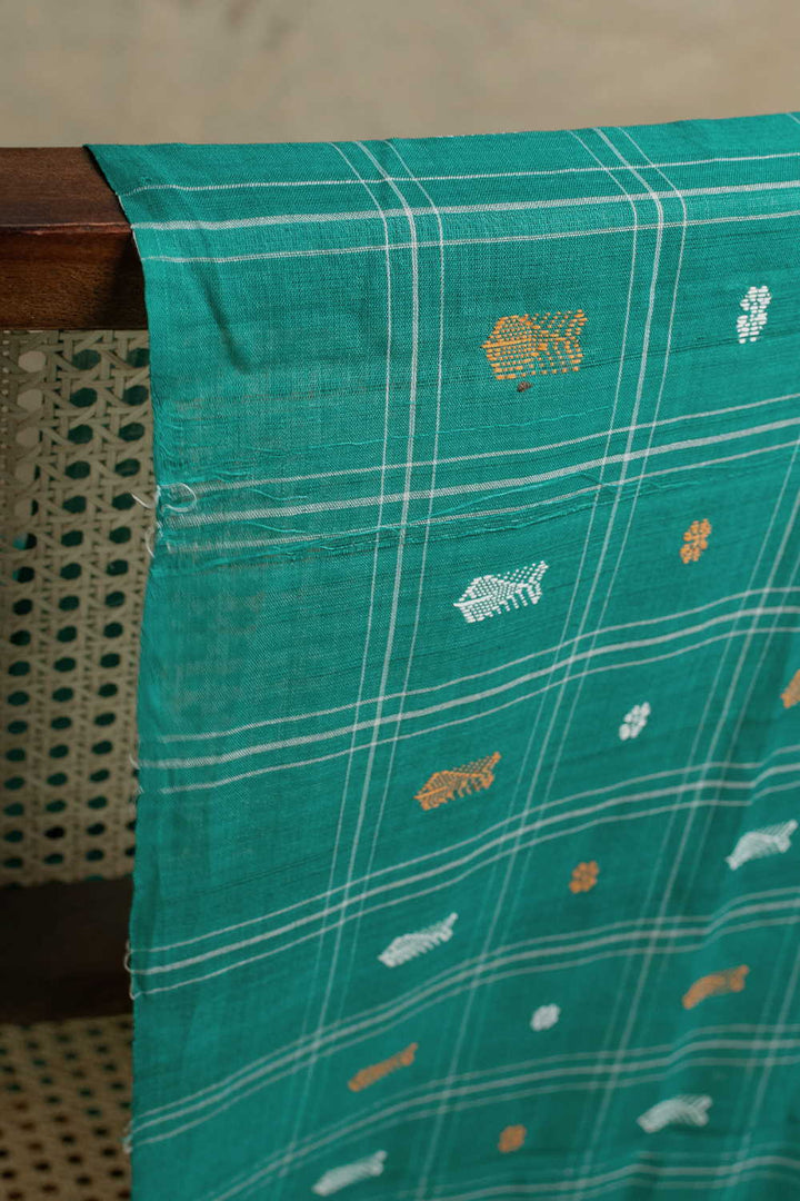 Checkered with Butta Orissa Ikat Cotton Fabric