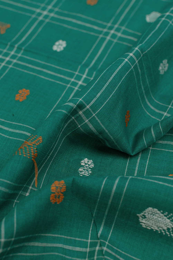Checkered with Butta Orissa Ikat Cotton Fabric